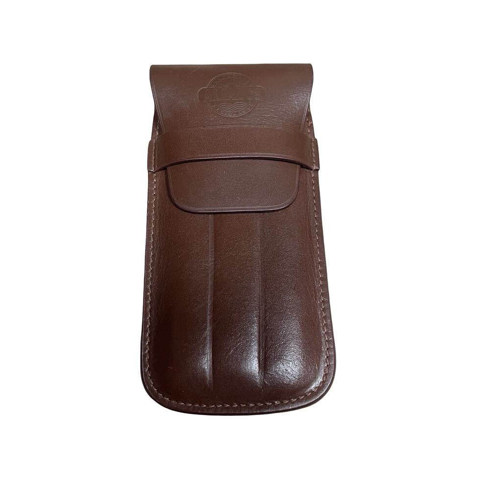 Brown Leather 3 Finger Aliados Cigar Holder Case